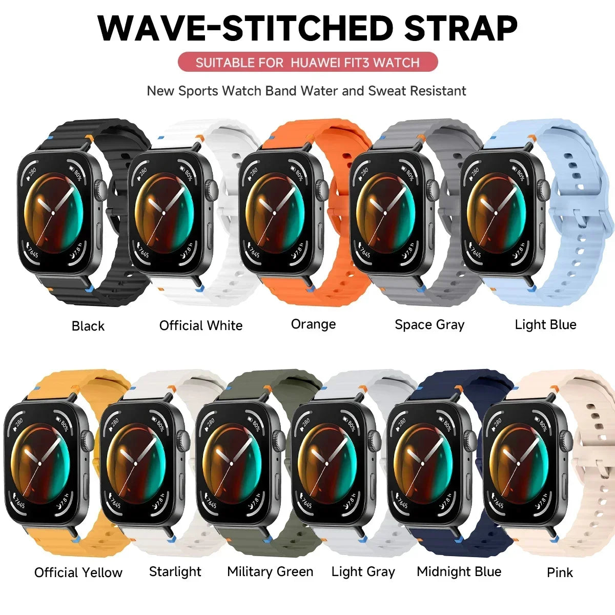 Soft Silicone Watch Band for Huawei Watch Fit 4 / 4 Pro / Fit 3 / Fit 2 / Fit 1 – Breathable