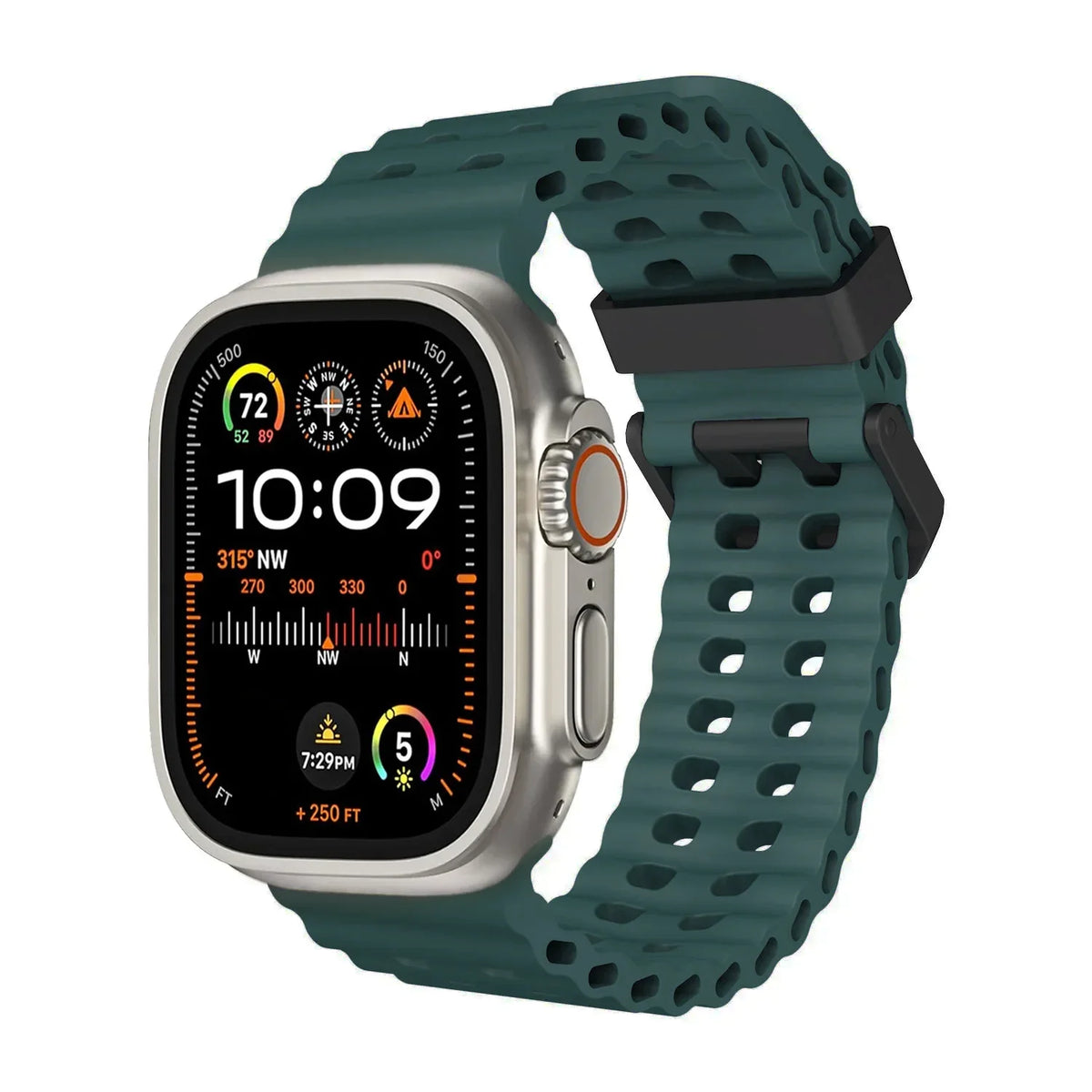Ocean Sport Silicone Strap for Apple Watch Ultra 1/2/3 49mm – Series 11/10/9/8/7/6/SE/5 46/45/44/42mm