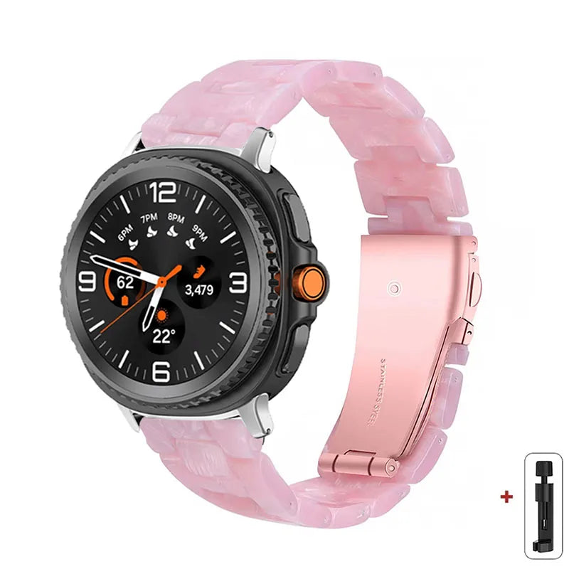 Samsung Galaxy Resin Link Watch Band - Tortoise Women Watch8/Watch8 Classic/Watch9 Ultra/Ultra2