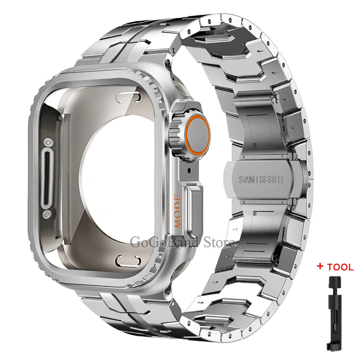 Metal Case + Stainless Steel Band for Apple Watch – Ultra 1/2 & Series 10/9/8/7/6/SE | 42–49mm