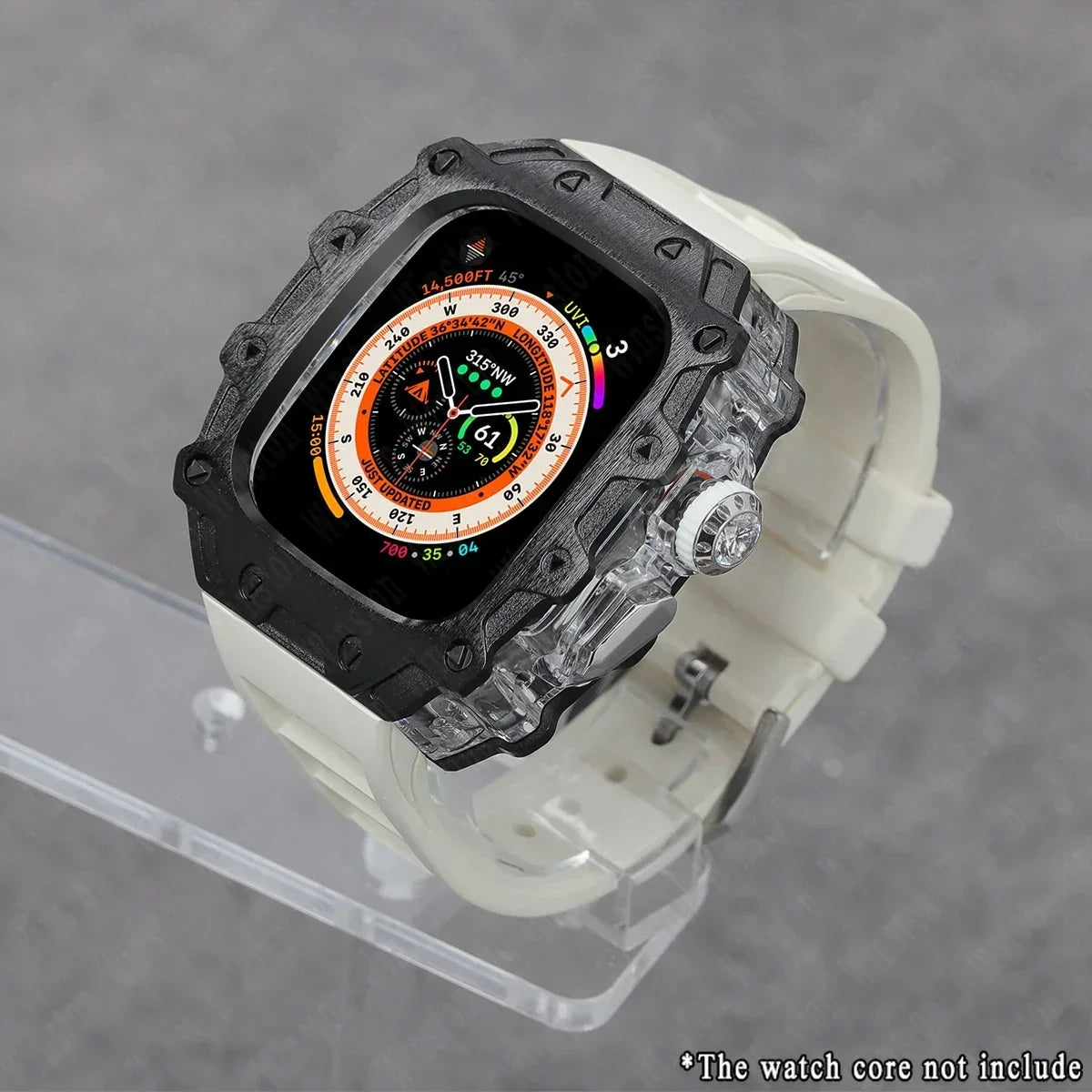 Luxury Modification Kit for Apple Watch Ultra 2/1 49MM – Stainless Steel Case & Rubber Strap