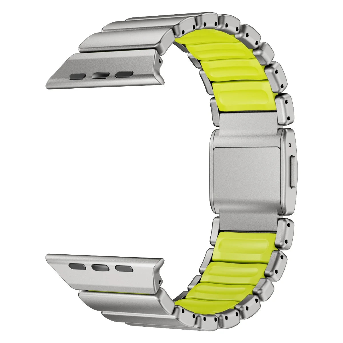 Stainless Steel + Silicone Magnetic Apple Watch Band – Series 11/10/9/8/7/6/SE & Ultra 1/2/3 | 44–49mm