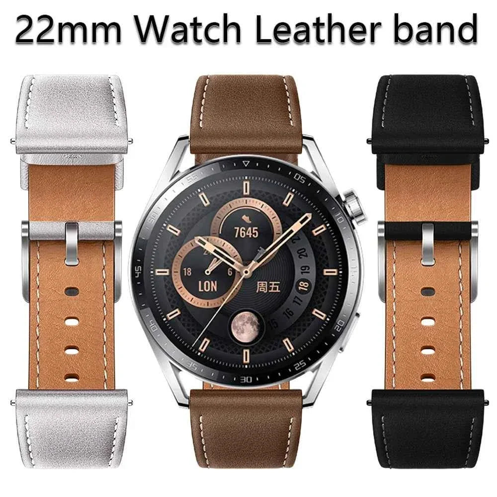 Leather Watch Strap for Huawei Watch GT3 / GT4 / 4 Pro – 20mm & 22mm