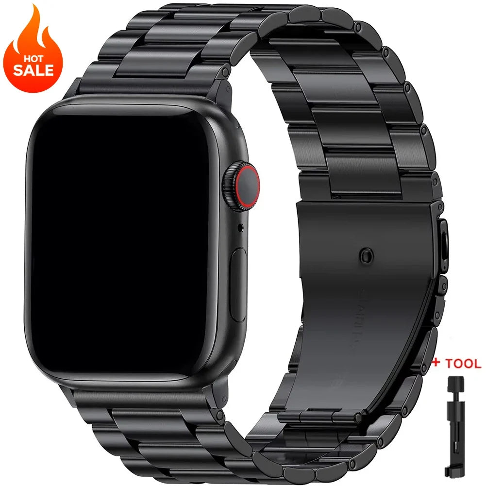 Stainless Steel Link Bracelet Band for Apple Watch Series 1-12, SE, Ultra 1/2/3/4
