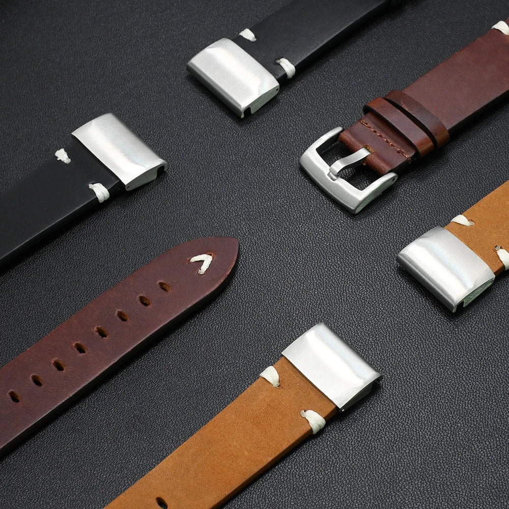 Garmin QuickFit 22/26mm Leather Band with Stitch Accents