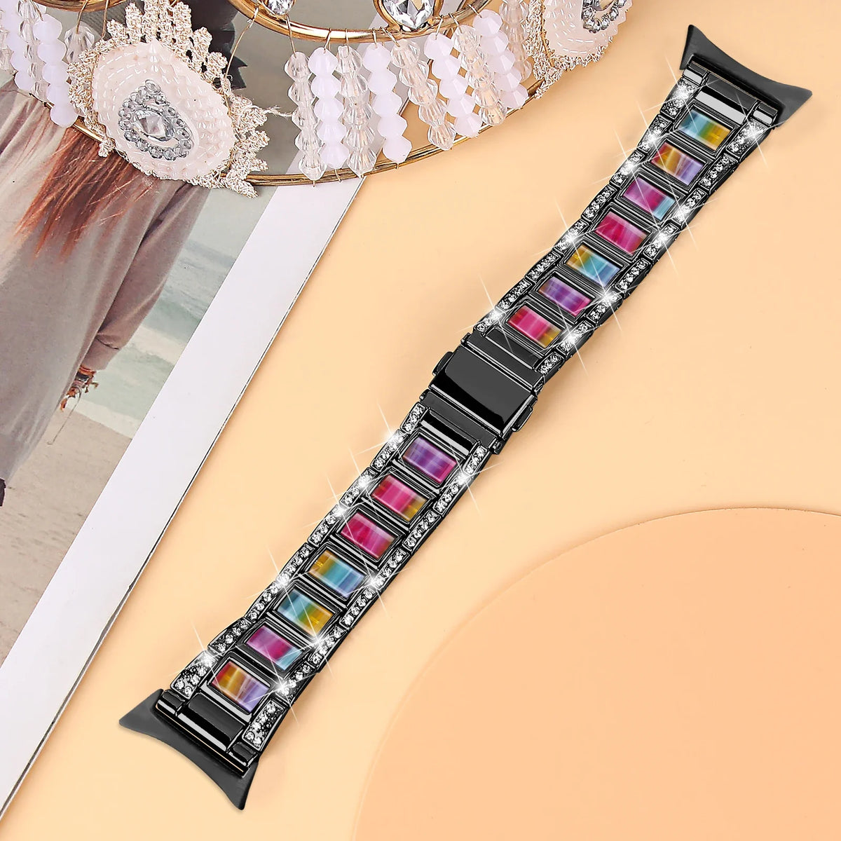 Google Pixel Watch 5, 4 & 3 41mm Resin Inlay Link Bracelet Band