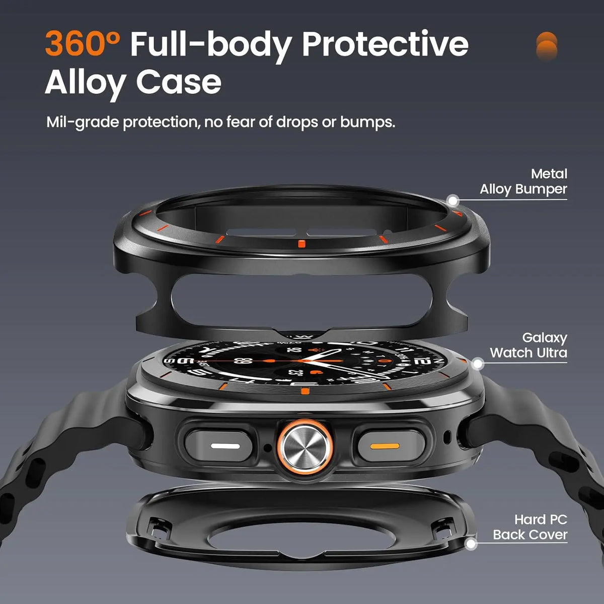 Alloy Case & Tempered Glass for Galaxy Watch Ultra 47mm (2024/2025)