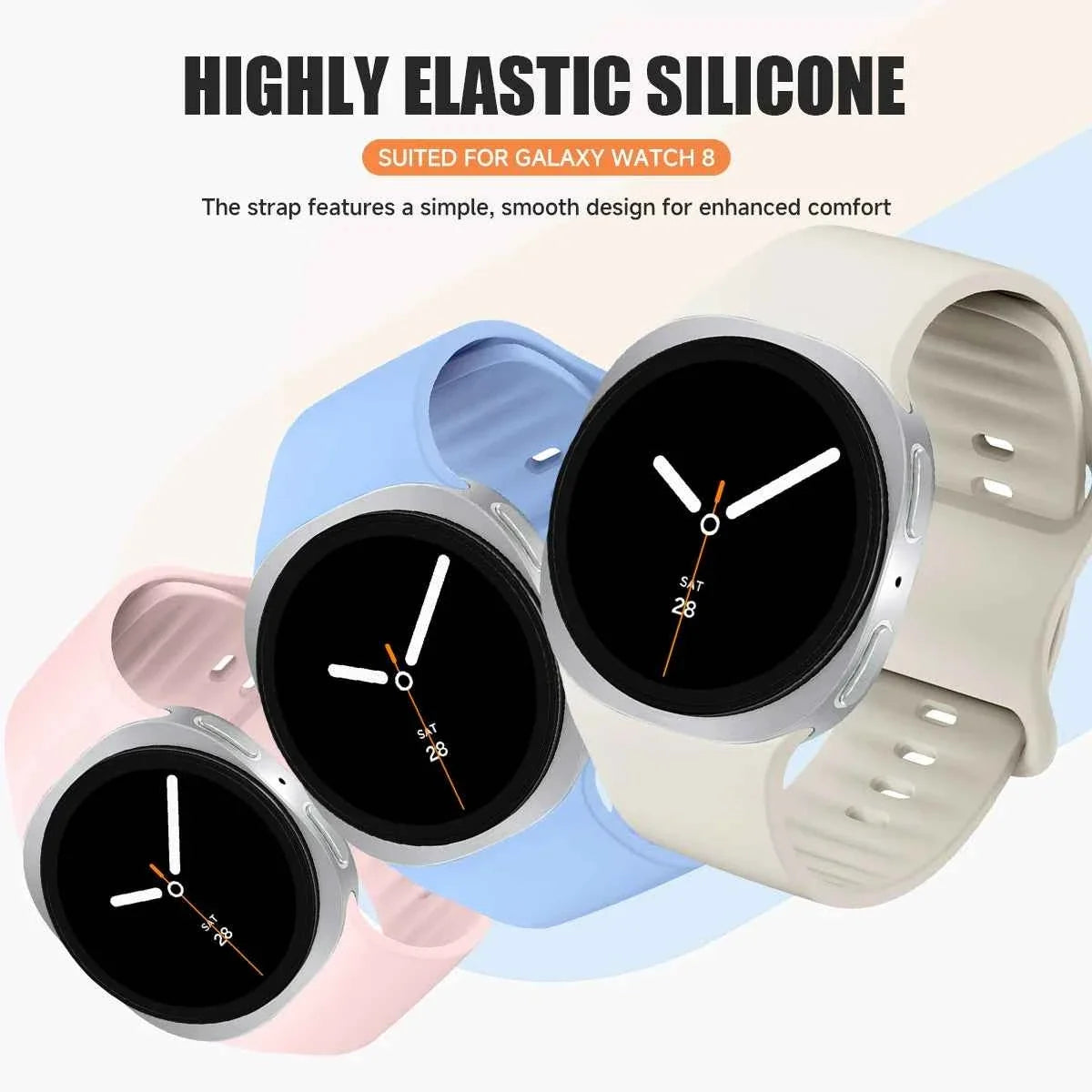 Silicone Band for Samsung Galaxy Watch 9 & 8 40mm 44mm & Classic 46mm | Sport Replacement Strap