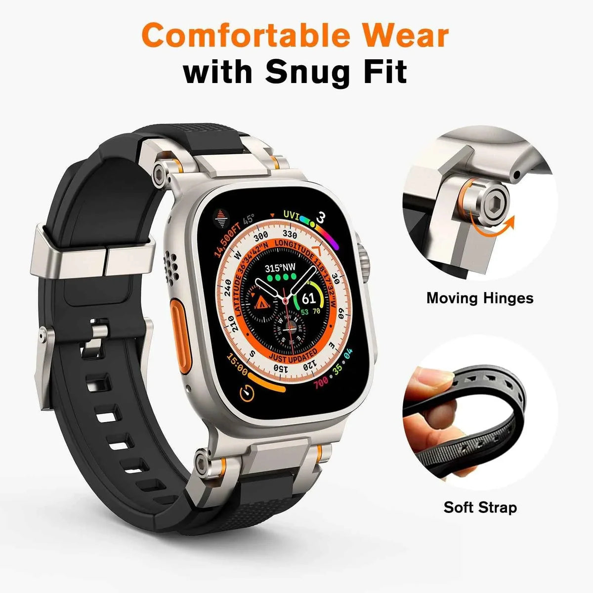 Men's Sport Silicone Strap for Apple Watch Ultra 3/2 49mm – Series 11/10/9/8/7/6 46/45/44/42mm