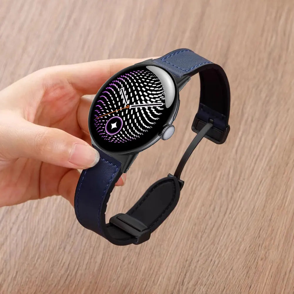 Google Pixel Watch 5, 4 & 3 Leather & Silicone Band, Magnetic Clasp