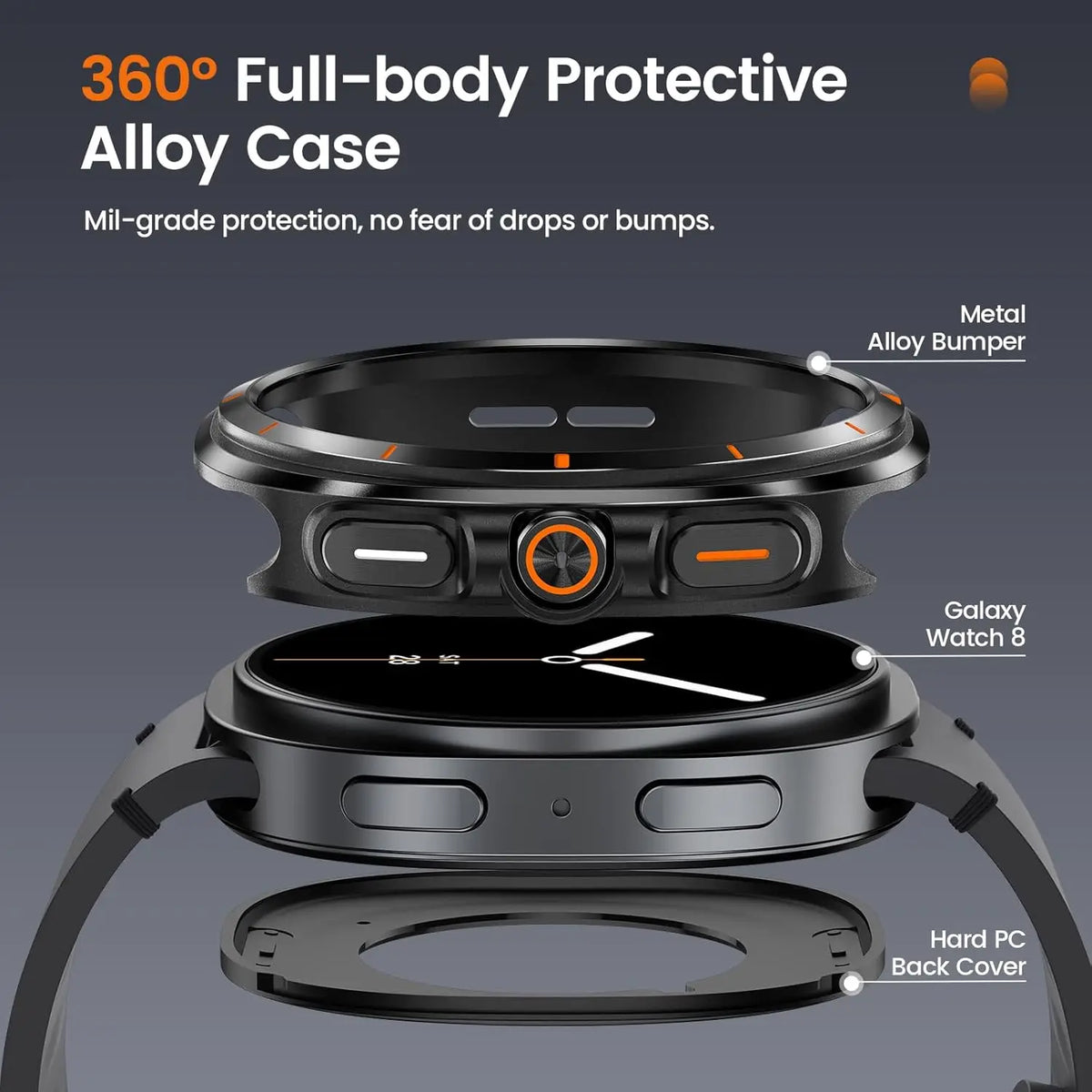 Samsung Galaxy Watch 8 Case with Tempered Glass