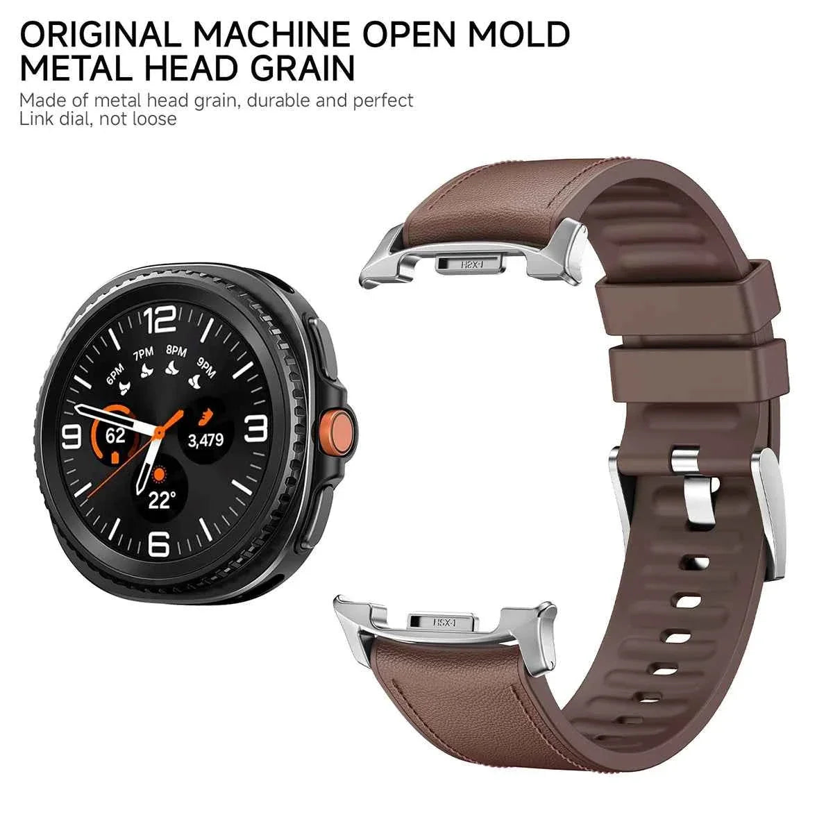 Leather-Look Silicone Band for Samsung Galaxy Watch 9 & 8 40mm 44mm & Classic 46mm | Business Replacement Strap