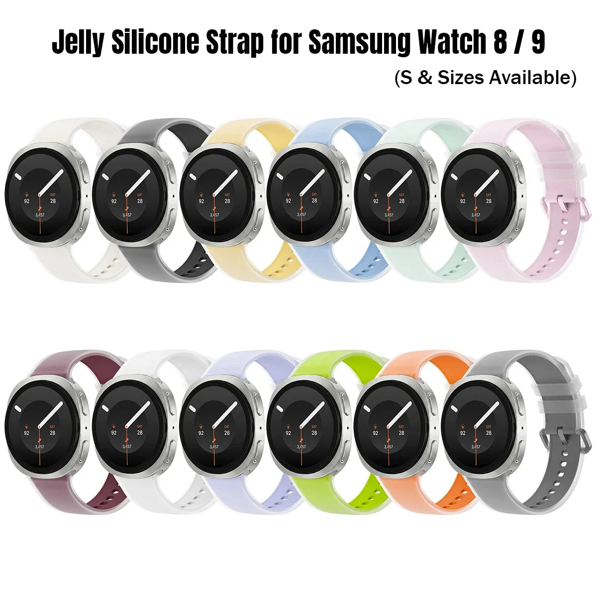 Jelly Silicone Band for Galaxy Watch 8 & 9 40/44mm, 8 Classic 46mm