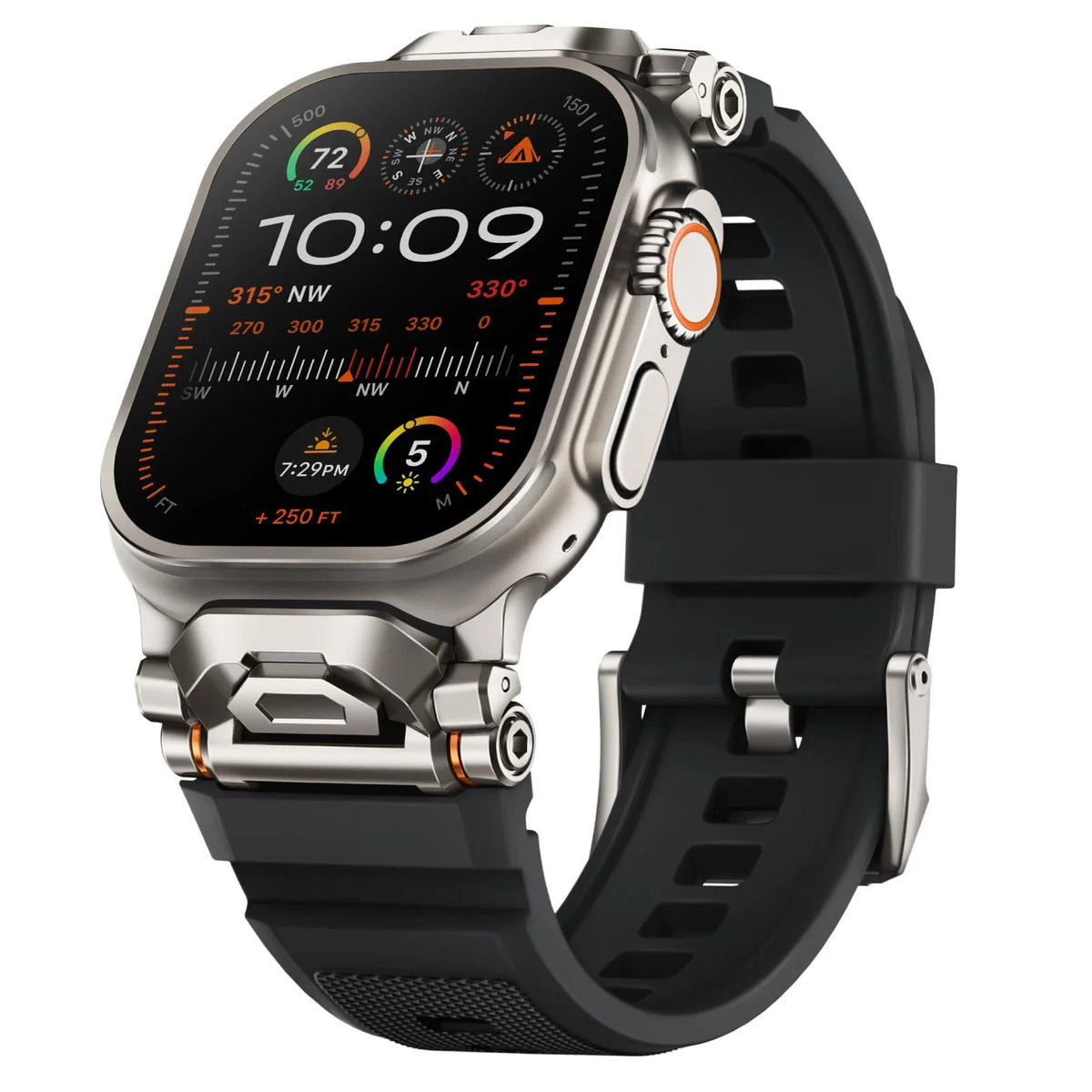 Sport Silicone Apple Watch Band – Titanium Finish | Series 11/10/9/8/7/6/SE & Ultra 1/2/3 | 42–49mm
