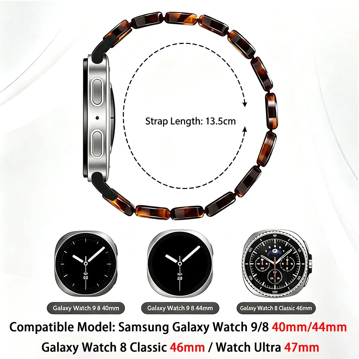 Samsung Galaxy Resin Link Watch Band – Metal Connector Watch8/Watch8 Classic/Watch9