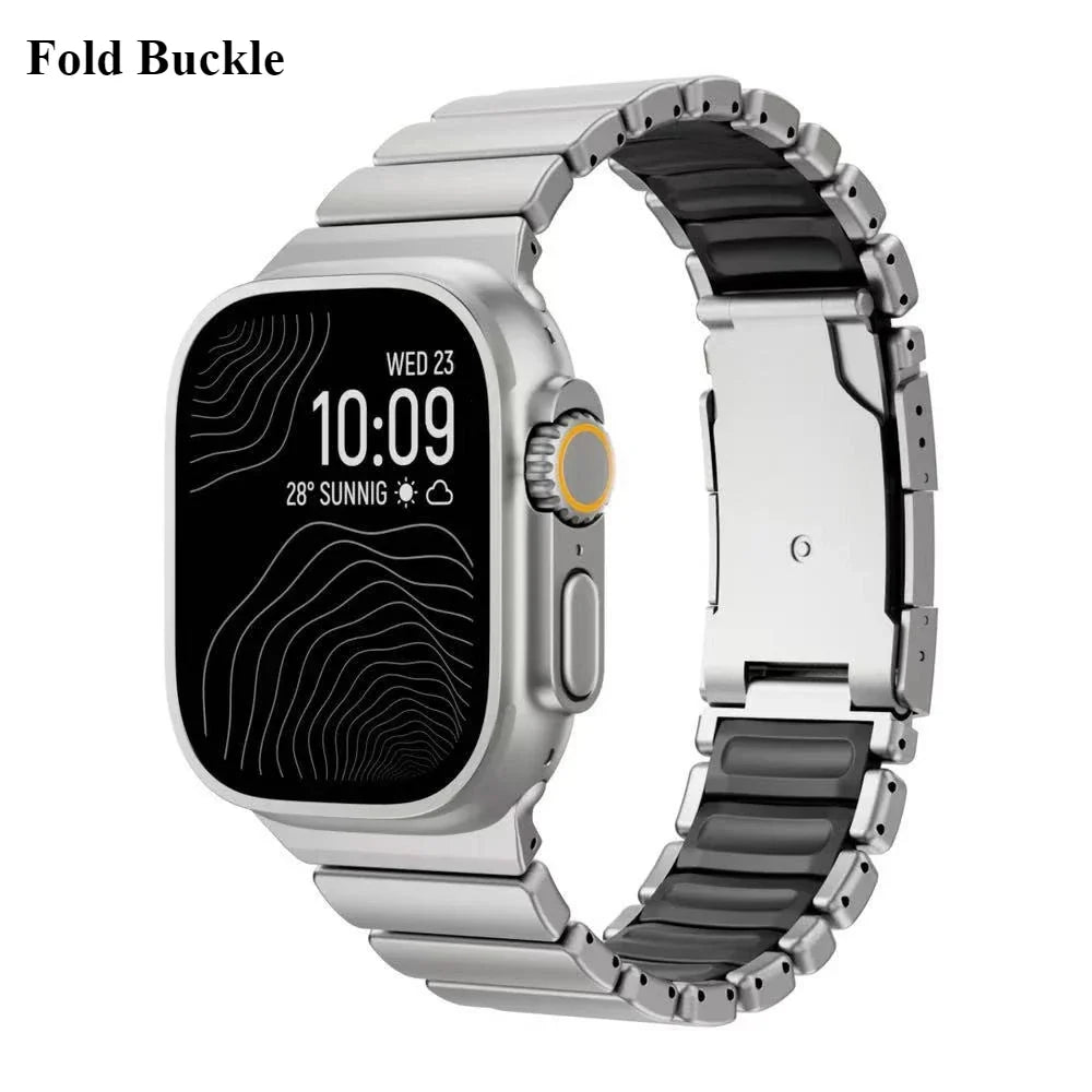 Titanium & Rubber Band for Apple Watch Series 1–12, SE & Ultra 1–4