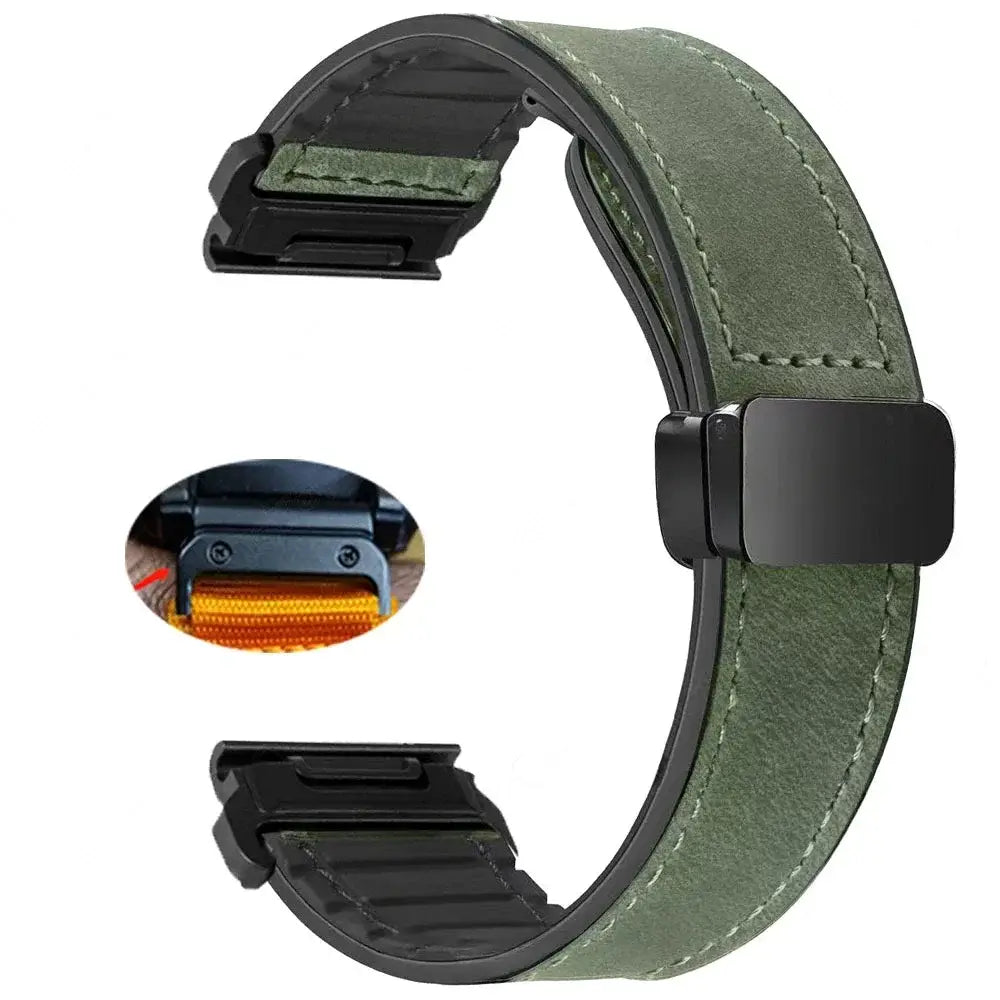 Garmin QuickFit 20/22/26mm Leather-Look Band with Magnetic Clasp