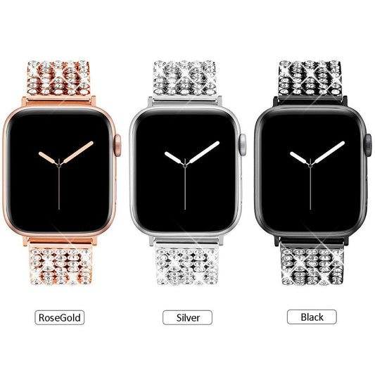 Stainless Steel Diamond Apple Watch Band – Series 4–11, SE, Ultra