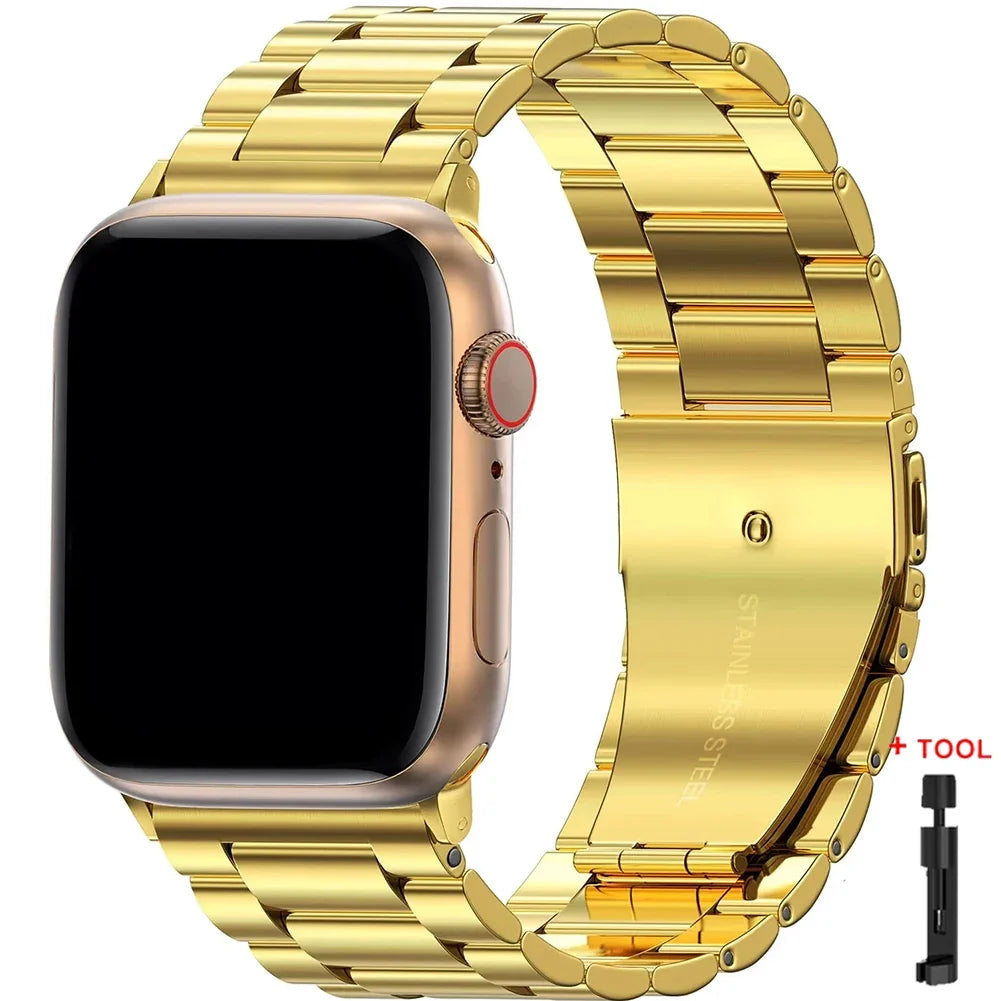 Stainless Steel Link Bracelet Band for Apple Watch Series 1-12, SE, Ultra 1/2/3/4