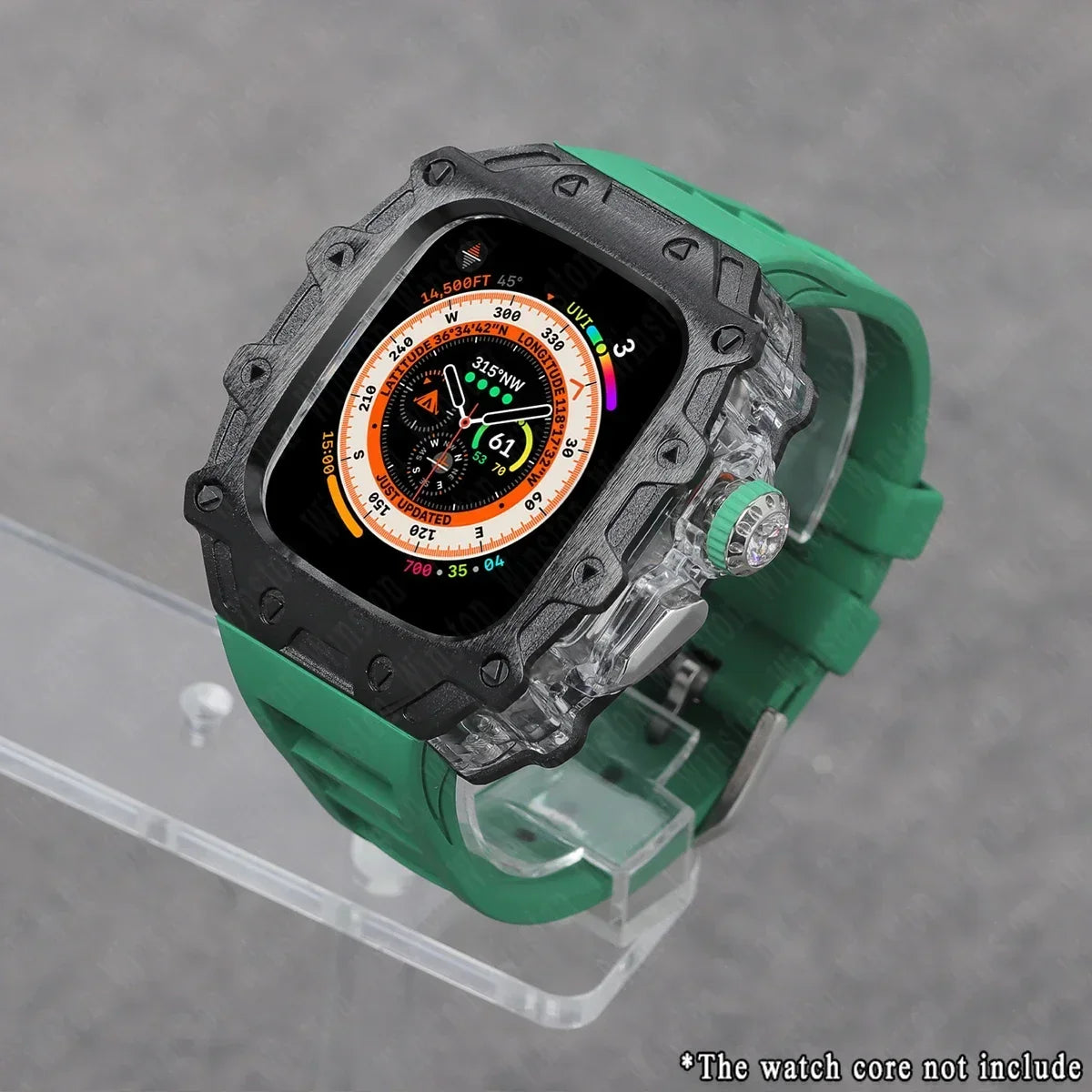 Luxury Modification Kit for Apple Watch Ultra 2/1 49MM – Stainless Steel Case & Rubber Strap