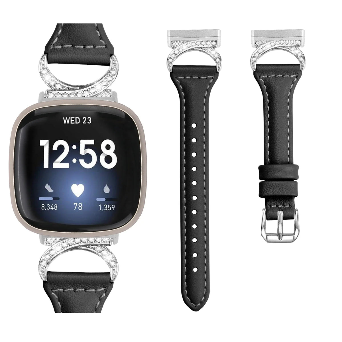 Fitbit Versa 4, Versa 3, Sense 2 & Sense Sparkly D-Link Leather Band