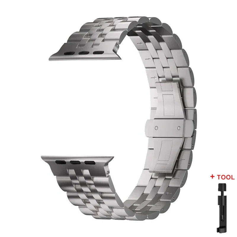 Titanium Metal Apple Watch Band – Fold Buckle Bracelet | Ultra 1/2/3 49mm