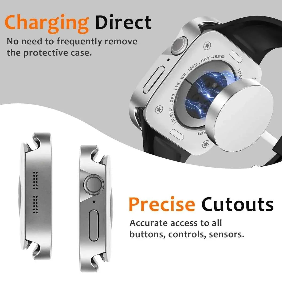 Waterproof Metal Alloy Apple Watch Case – Hard Full Cover | Series 11/10/9/8/7/6/SE & Ultra 2 | 42–49mm