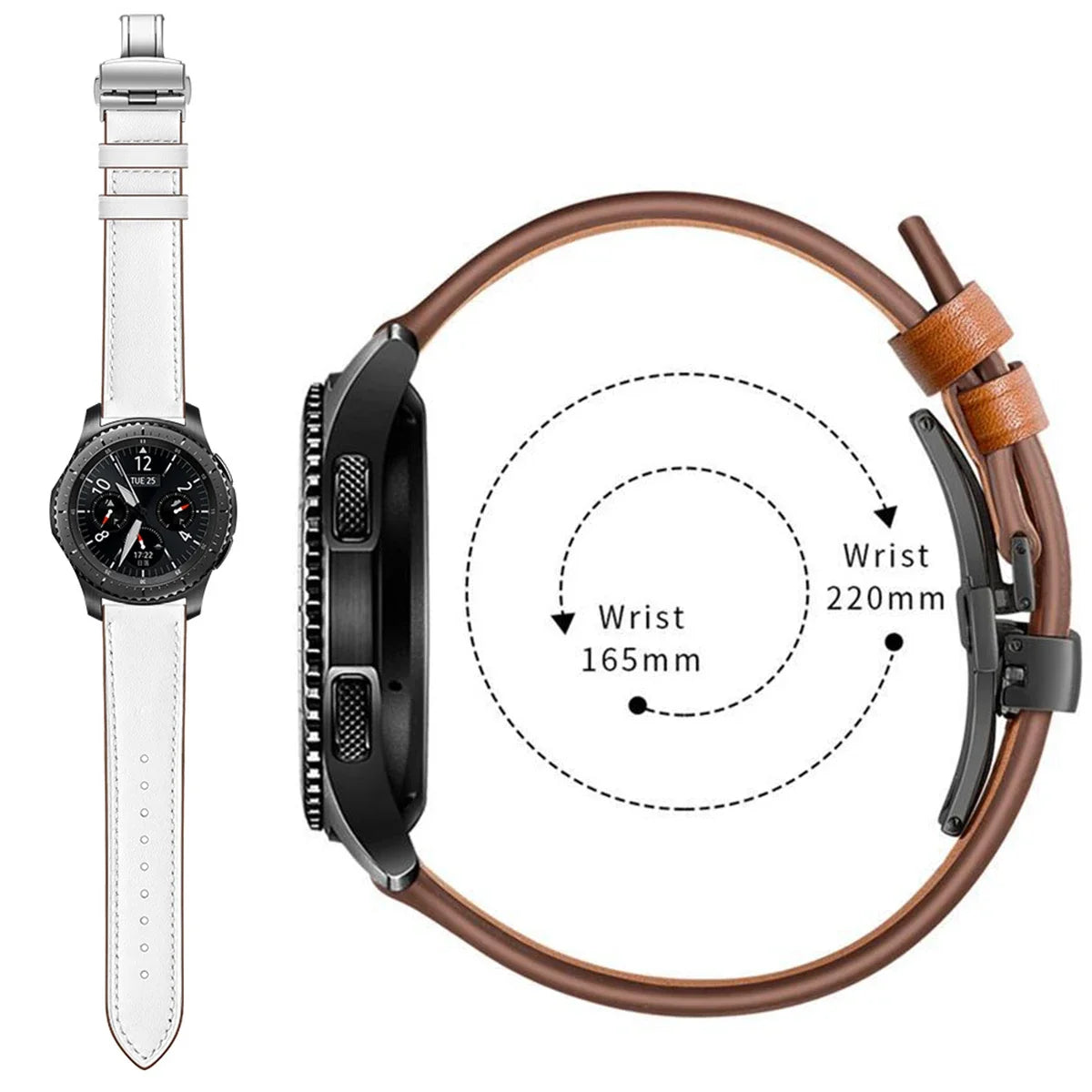 Google Pixel Watch 5, 4 & 3 45mm Leather Band, Butterfly Clasp