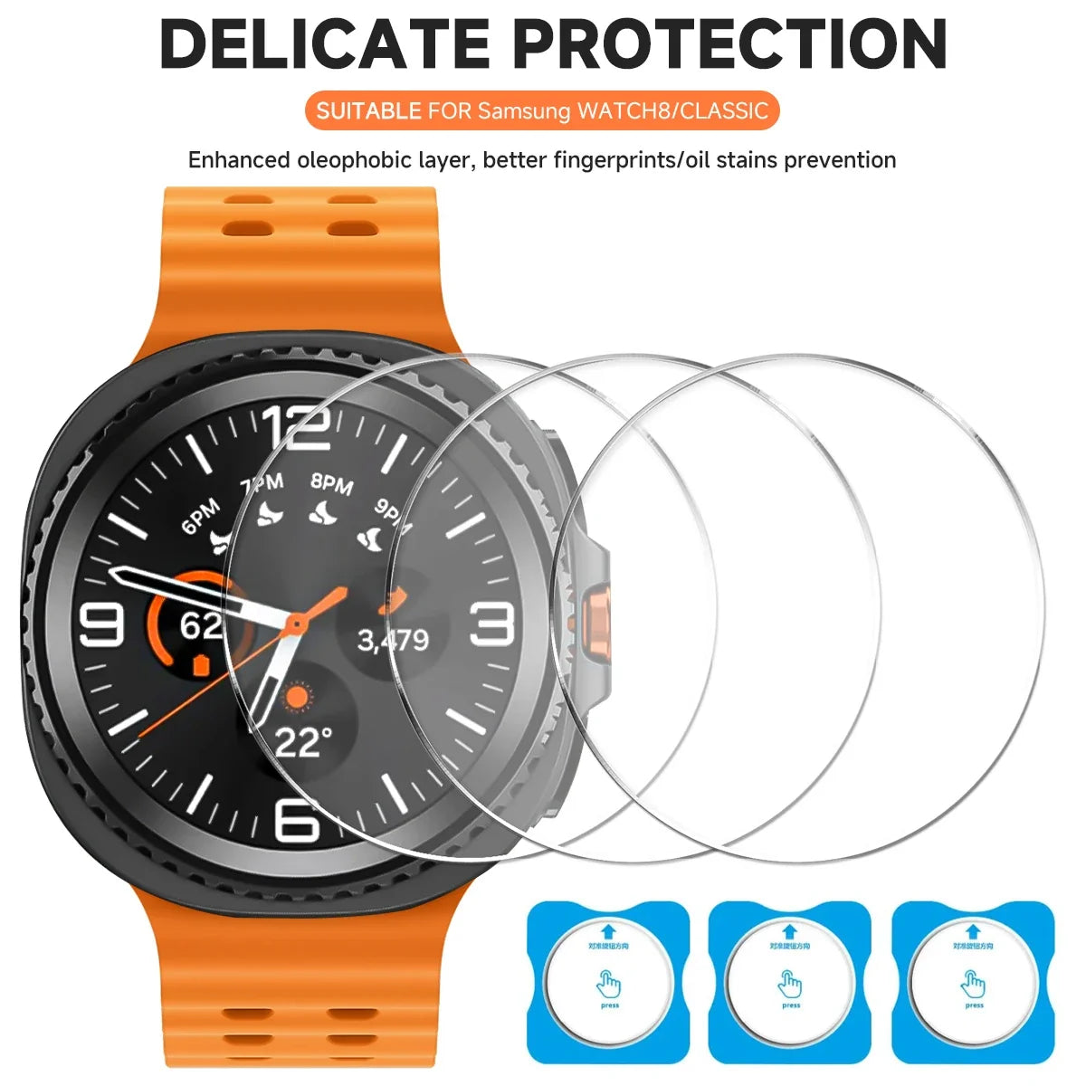 Tempered Glass Screen Protector for Samsung Galaxy Watch 8, 7, 6, 5, 4 & Ultra 47mm