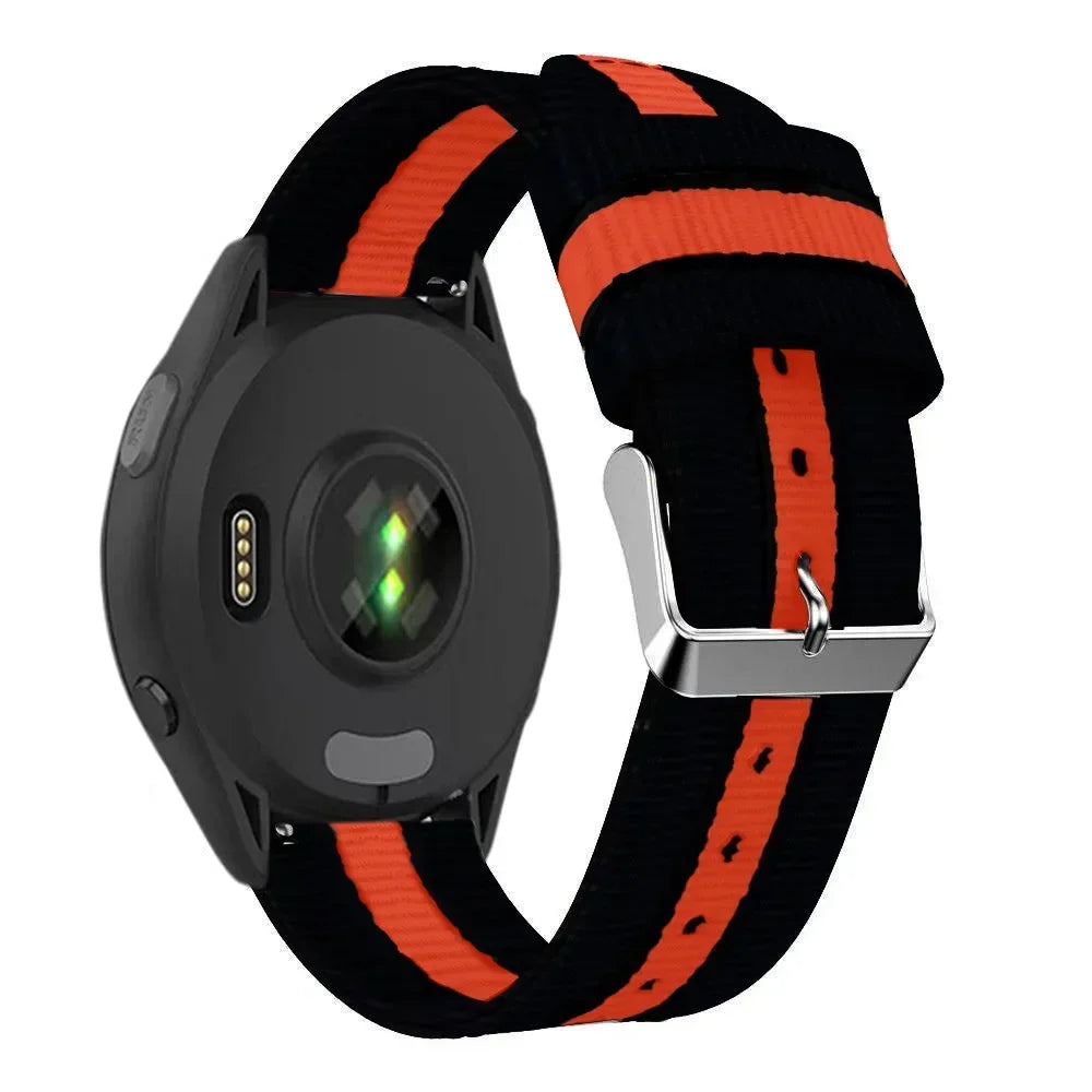 Garmin 20/22mm Quick Release Striped Canvas Nylon Band