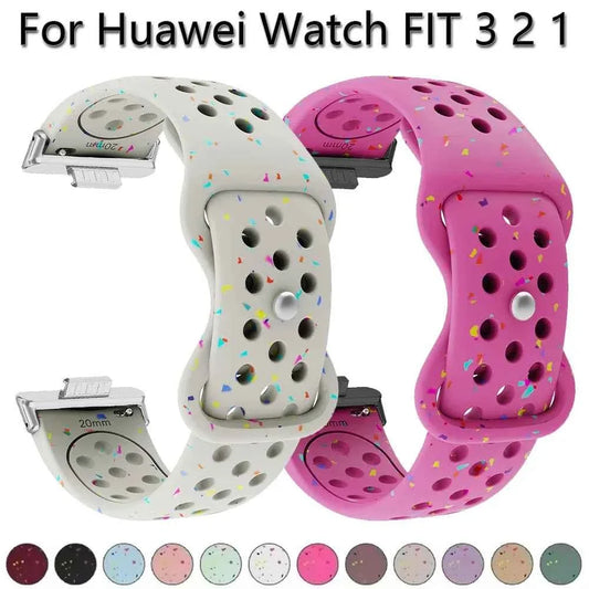 Sport Silicone Watch Band for Huawei Watch Fit 3 / Fit 2 / Fit 1 – Stamp Pattern