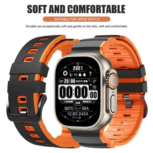Apple Watch Two Tone Sport Strap | Ultra 3/2/1 49mm / Series 11-10 46mm / Series 9-8-7 45mm / Series 6-SE-5-4 44mm Silicone Band