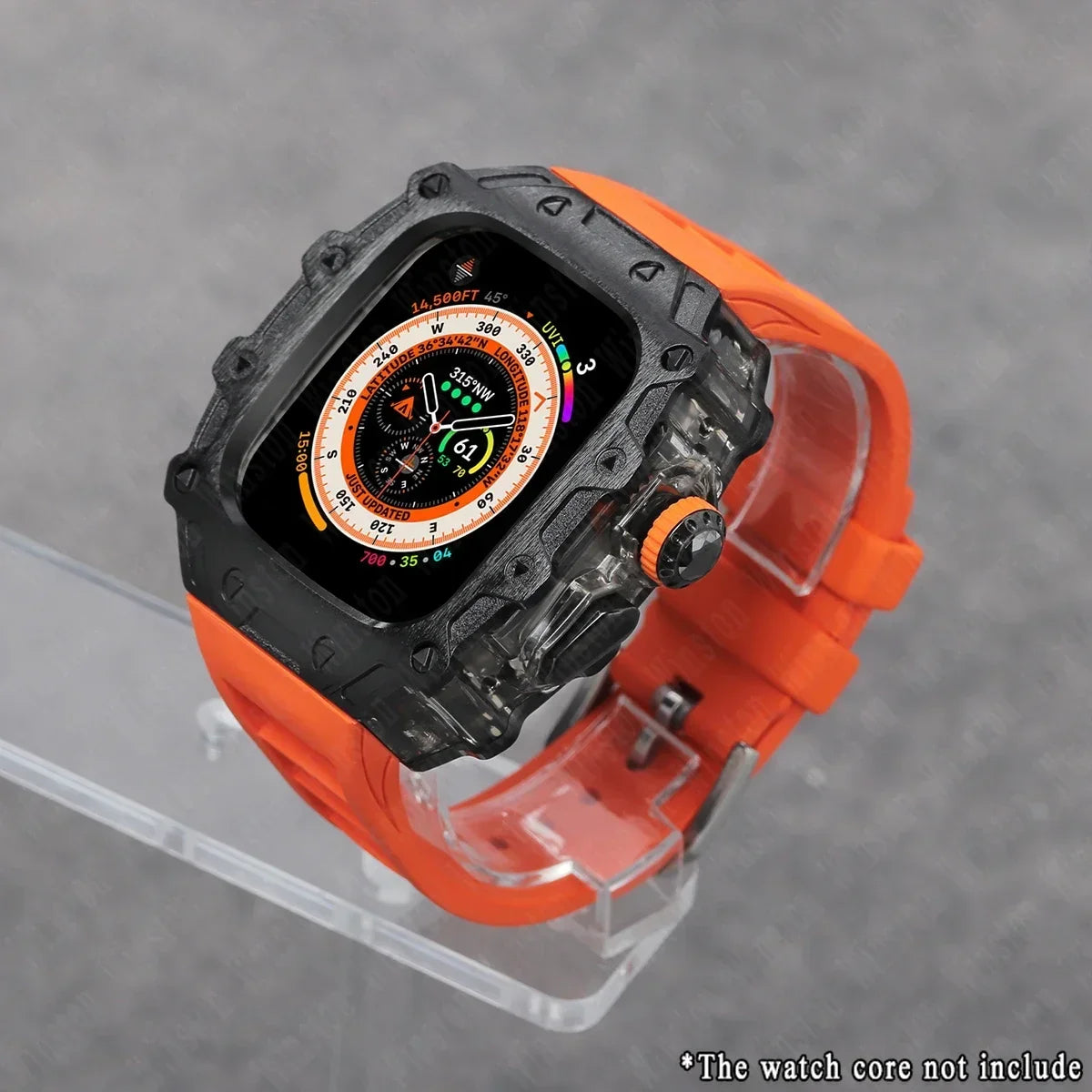 Luxury Modification Kit for Apple Watch Ultra 2/1 49MM – Stainless Steel Case & Rubber Strap