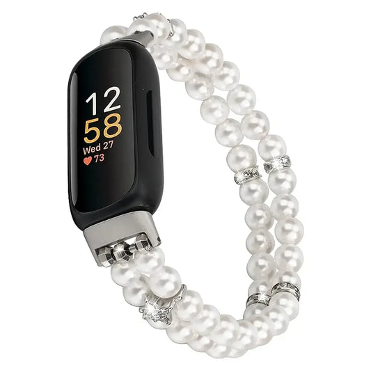 Fitbit Inspire 3 Elastic Pearl Band – Stylish Beaded Stretch Strap