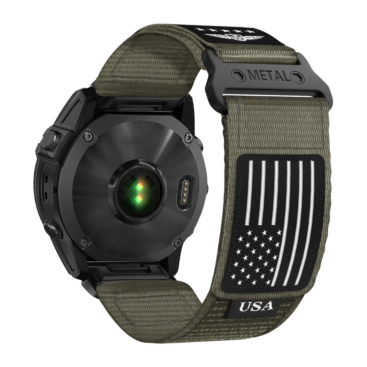 Garmin QuickFit 20/22/26mm Nylon Band with USA Flag Patch