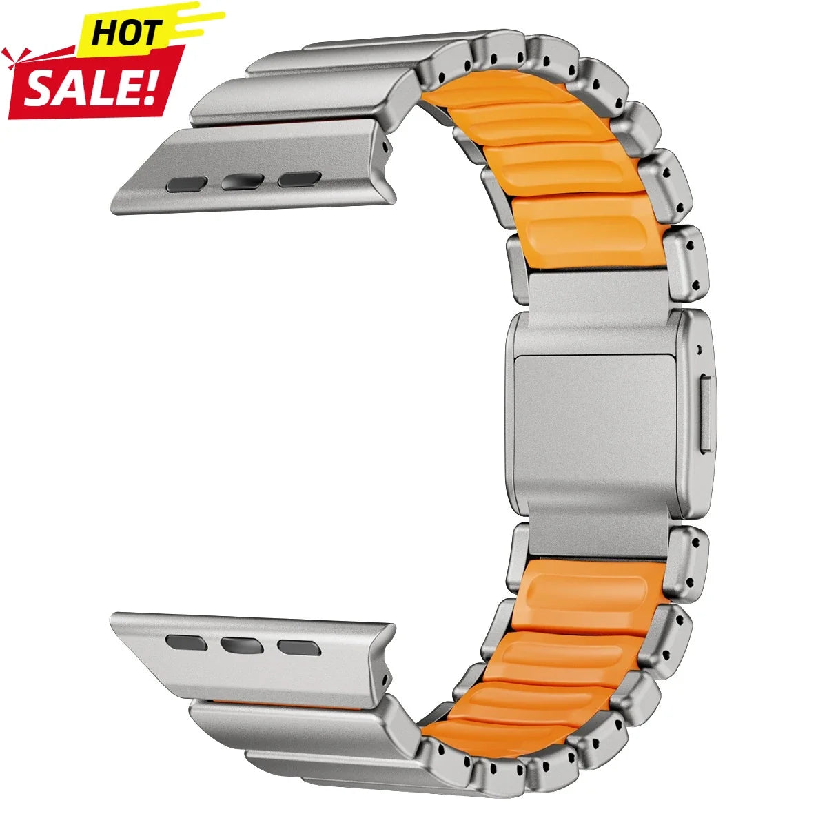 Stainless Steel + Silicone Magnetic Apple Watch Band – Series 11/10/9/8/7/6/SE & Ultra 1/2/3 | 44–49mm