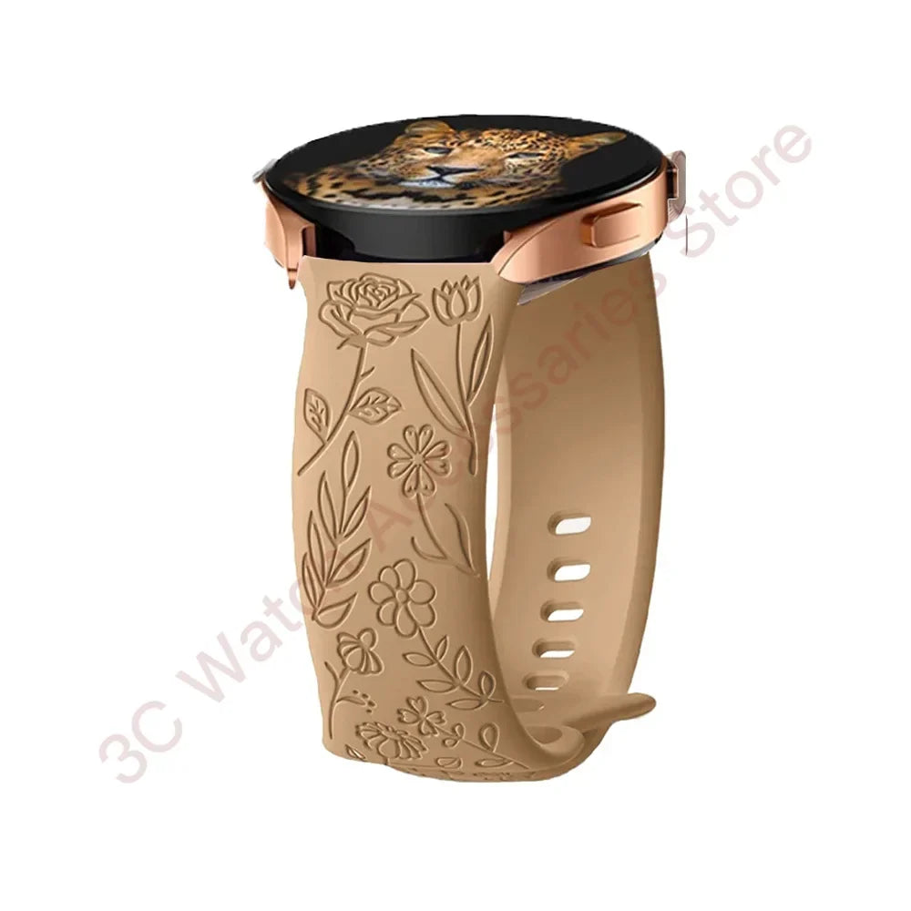 TicWatch Pro 3, E3 & GTH Rose Engraved Silicone Band