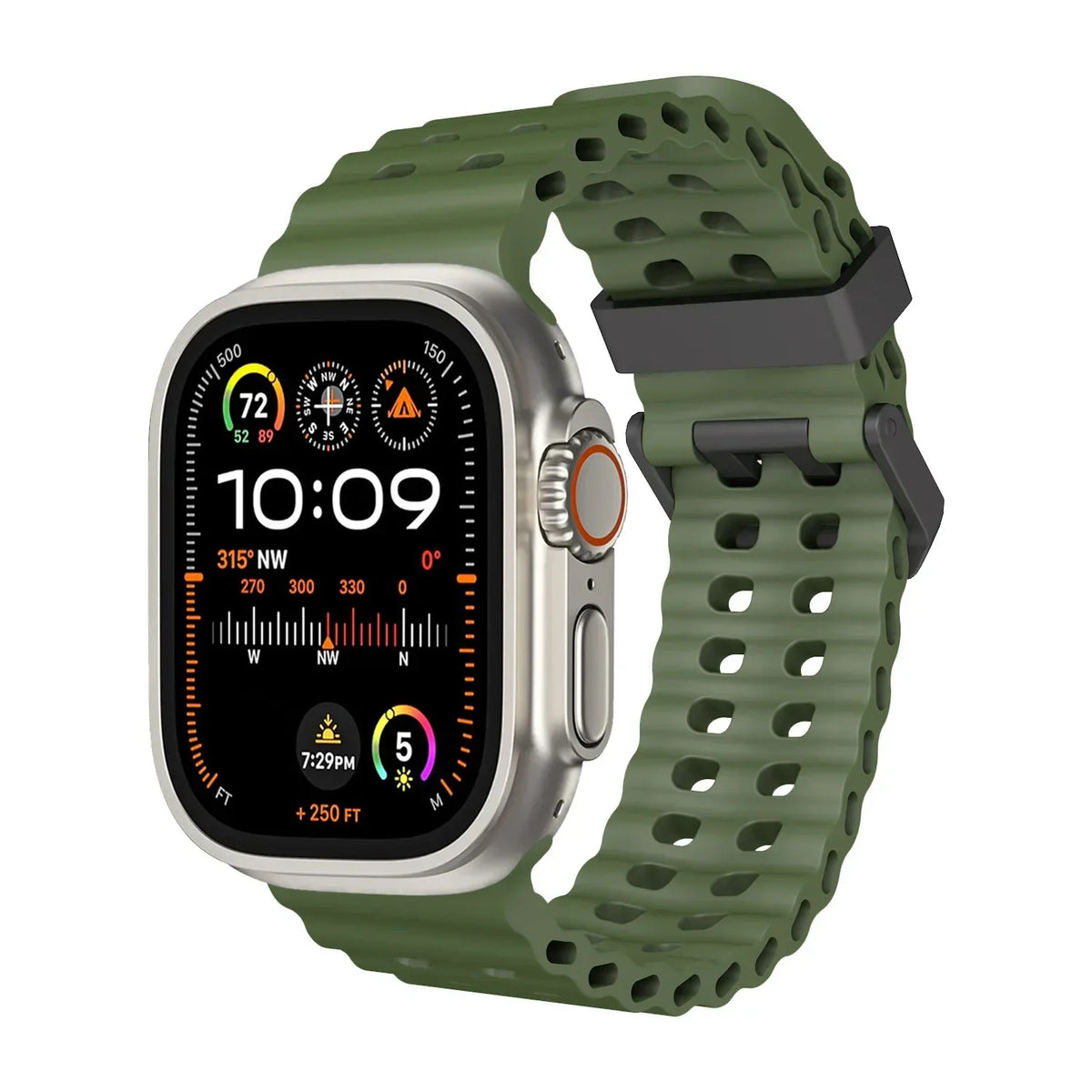 Ocean Sport Silicone Strap for Apple Watch Ultra 1/2/3 49mm – Series 11/10/9/8/7/6/SE/5 46/45/44/42mm