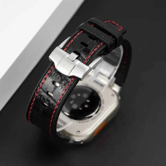 Leather Silicone Sport Band for Apple Watch Ultra 3/2/1 49mm – Series 11/10/9/8/7/6/SE/5/4/3 45/44/42/41/40/38mm