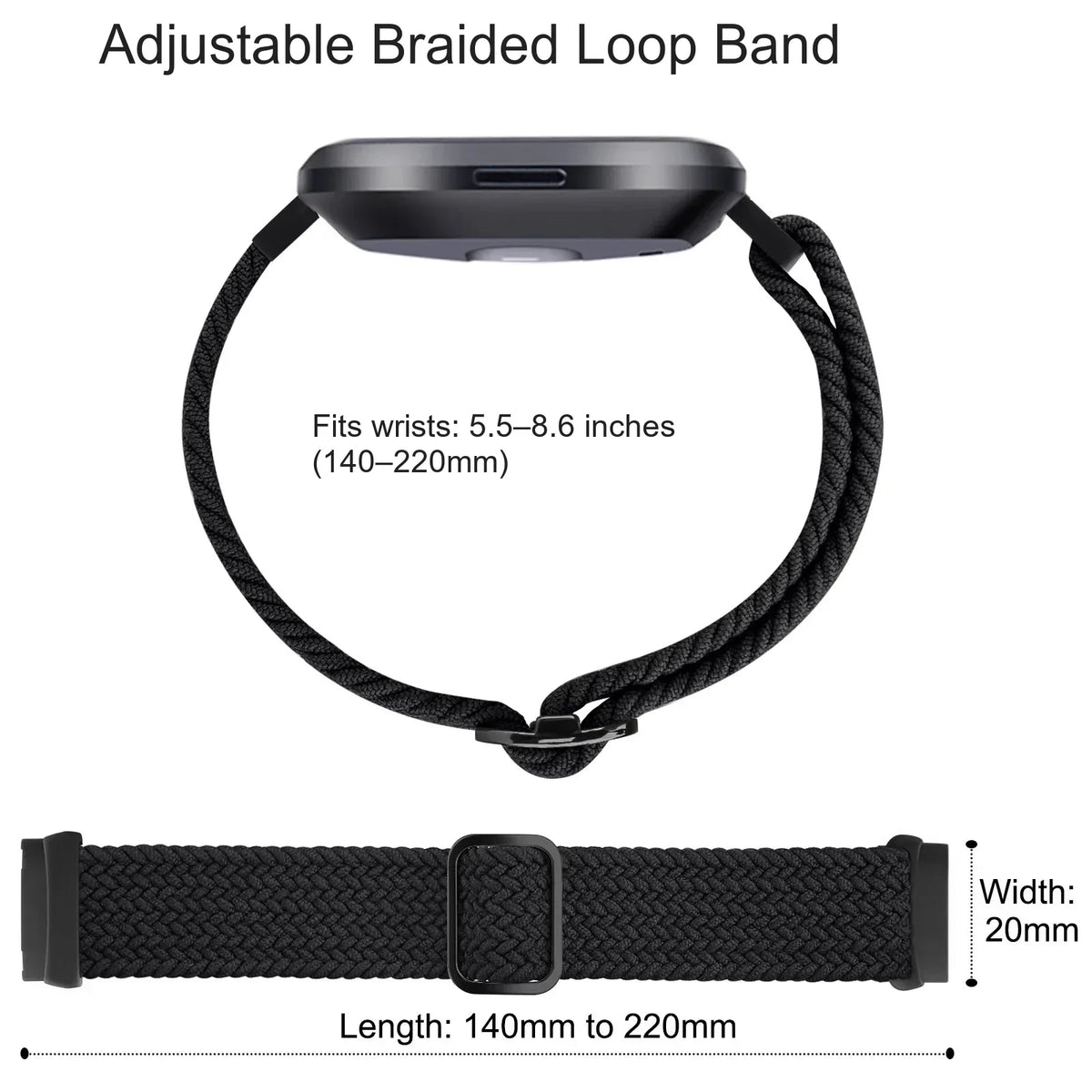 Fitbit Versa 4, Versa 3, Sense 2 & Sense Stretch Braided Loop Band