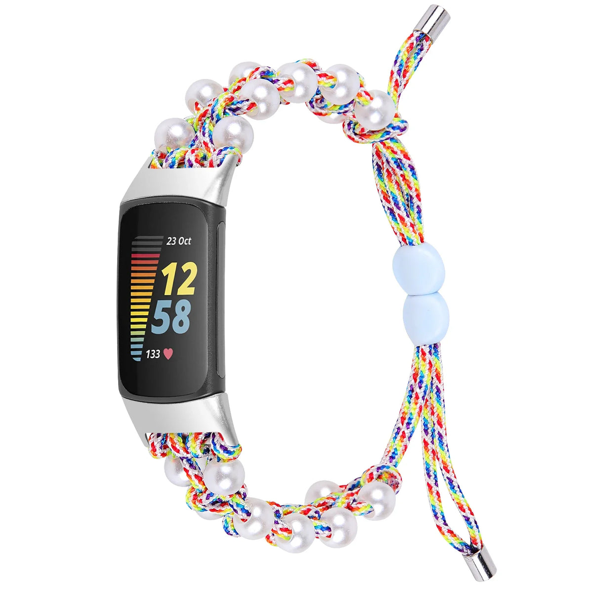 Fitbit Charge 6, 5, 4, 3 & 2 Braided Rope Band with Pearl-Style Beads