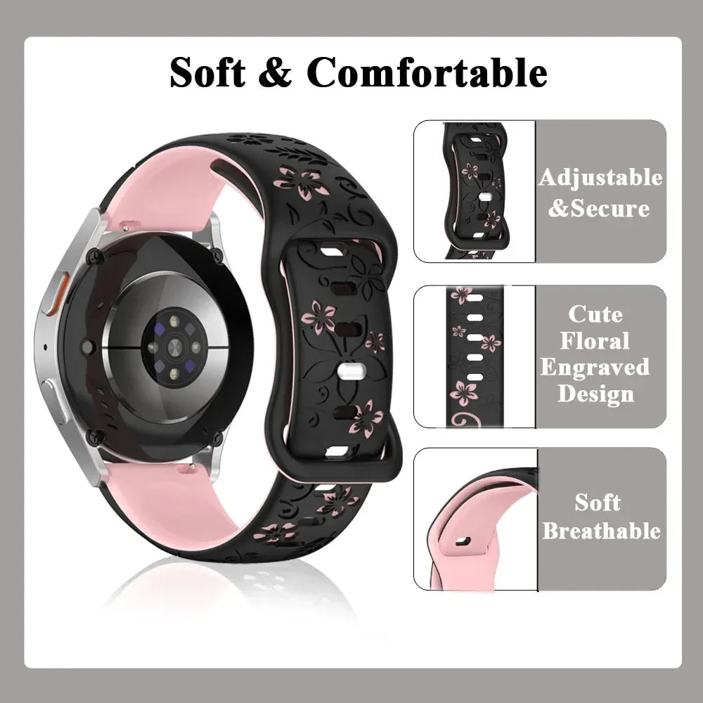 Huawei Watch & Watch GT Floral Engraved Silicone Band