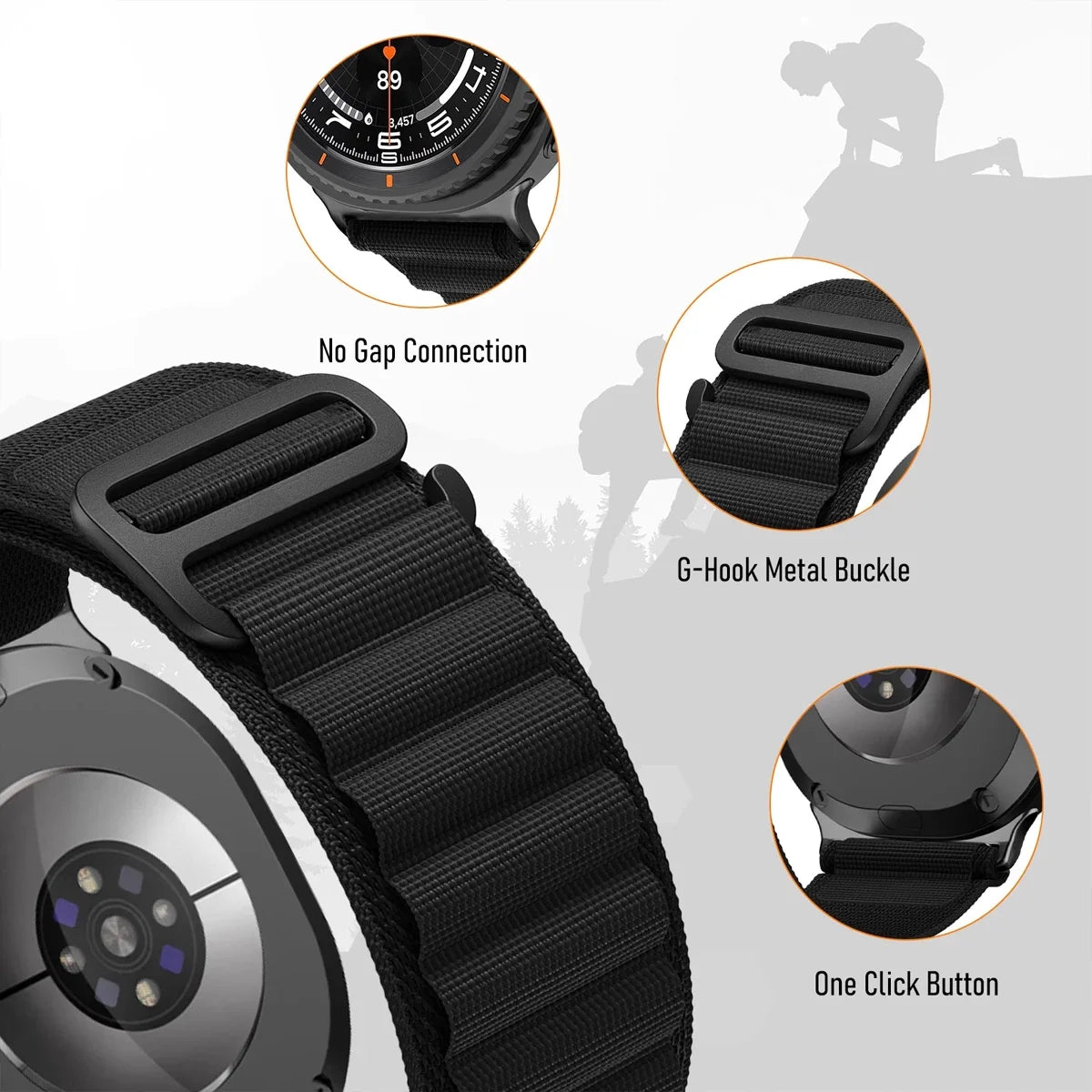 Samsung Galaxy Watch Alpine Loop Nylon Band | Watch 9 & 8 40mm 44mm / Watch 8 Classic 46mm Sport Strap