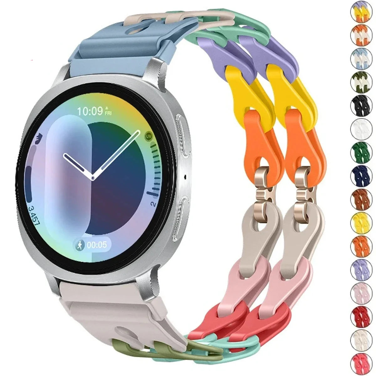 Samsung Galaxy Silicone Chain Watch Band – Watch8/Watch8 Classic/Watch9/Ultra/Ultra2 Multi