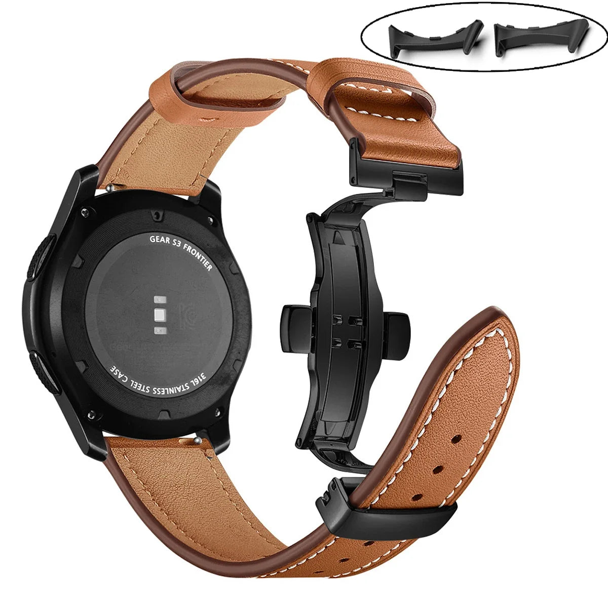 Google Pixel Watch 5, 4 & 3 45mm Leather Band, Butterfly Clasp