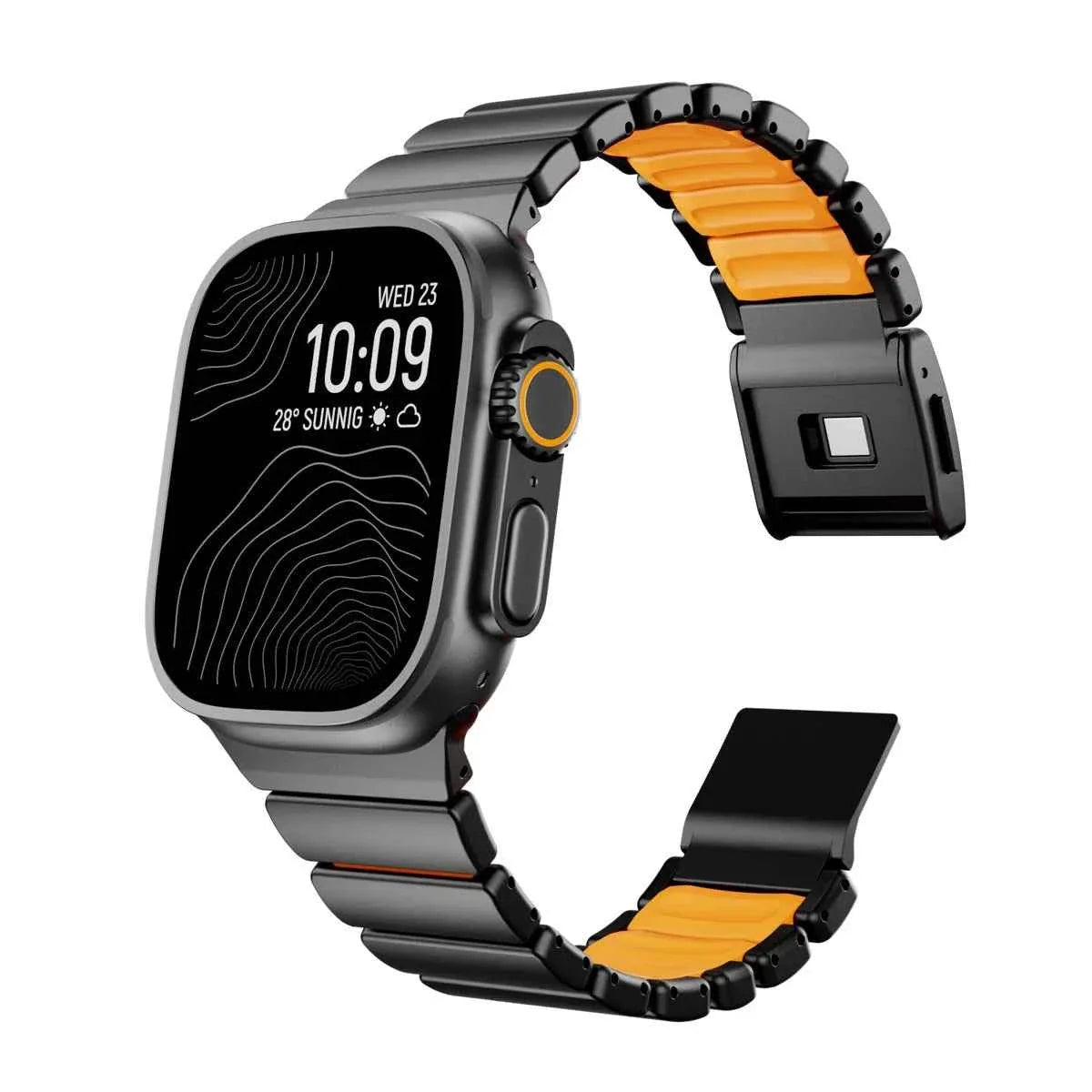 Stainless Steel + Silicone Magnetic Apple Watch Band – Series 11/10/9/8/7/6/SE & Ultra 1/2/3 | 44–49mm
