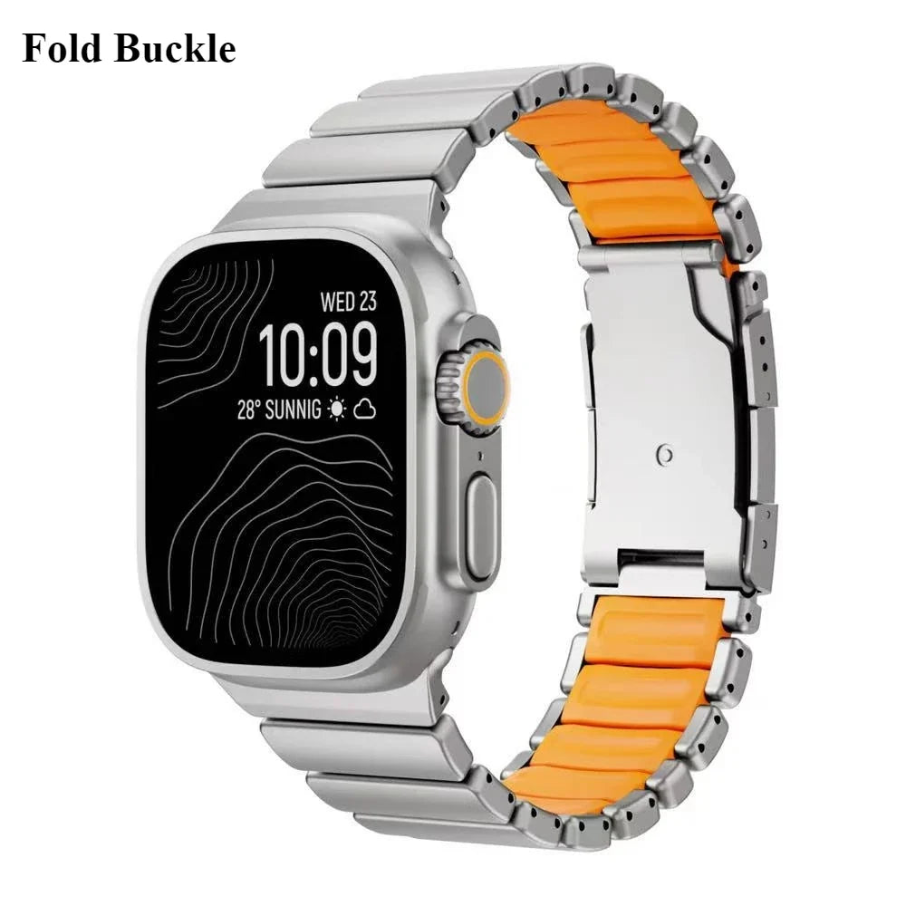 Titanium & Rubber Band for Apple Watch Series 1–12, SE & Ultra 1–4