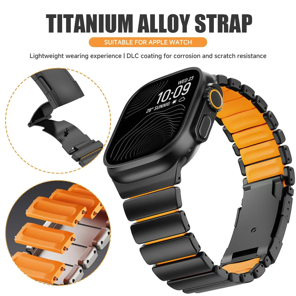 Titanium & Rubber Band for Apple Watch Series 1–12, SE & Ultra 1–4