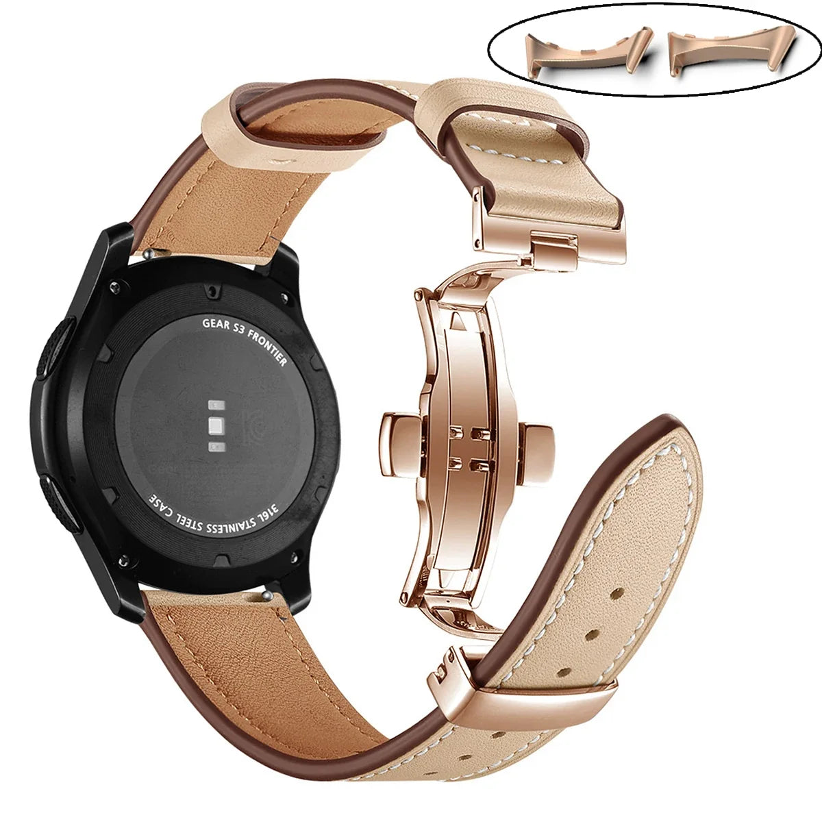 Google Pixel Watch 5, 4 & 3 45mm Leather Band, Butterfly Clasp