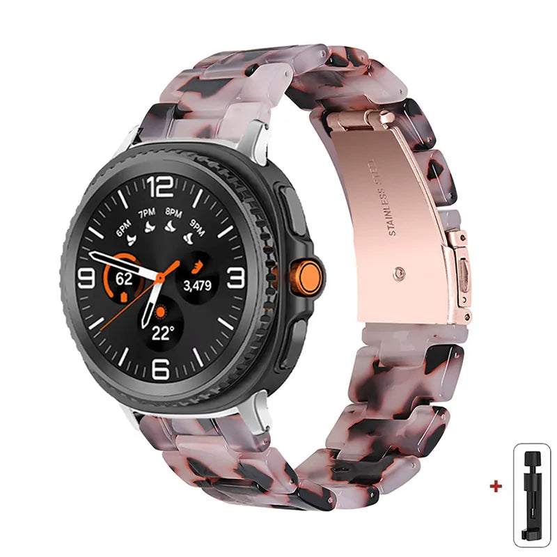 Samsung Galaxy Resin Link Watch Band - Tortoise Women Watch8/Watch8 Classic/Watch9 Ultra/Ultra2